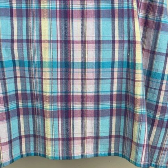 Vintage Plaid Camp Shirt Top Womens 3X Button Up Classic Preppy Colorful Crisp - Picture 9 of 9